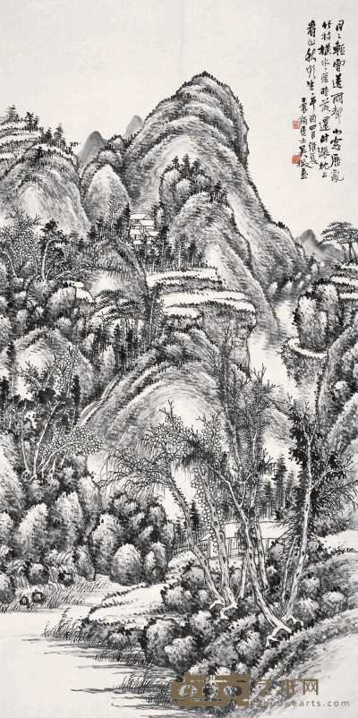 吴徵 茂林叠嶂图 轴 130.7×65.3cm
